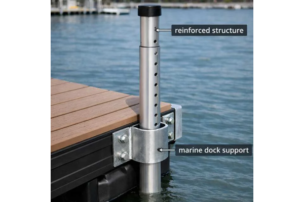 Reinforced aluminum dock pole structure