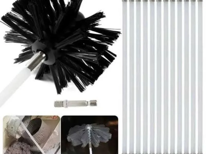 Flexible chimney rod bending through a flue offset