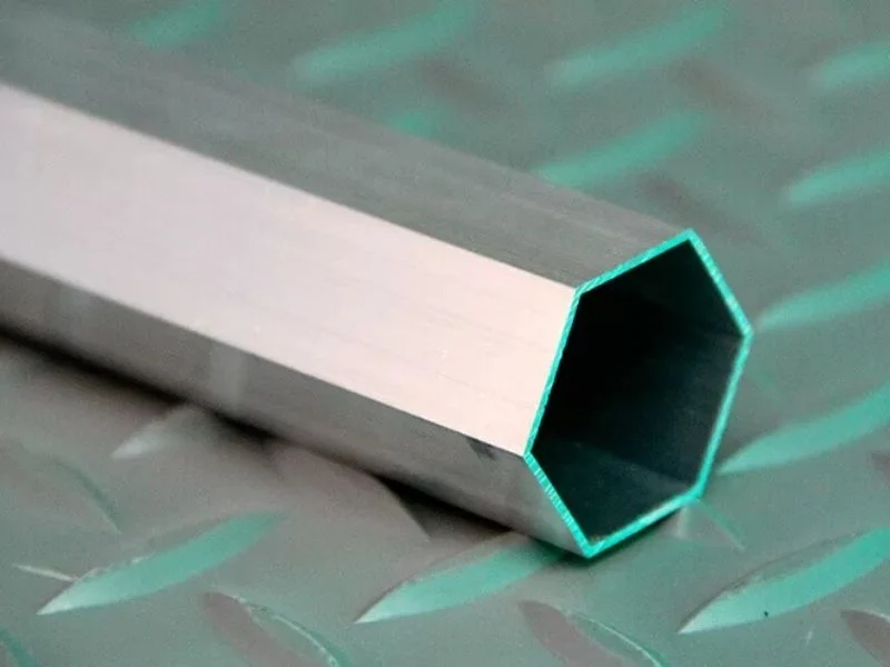Hexagonal aluminum tubing cut section showing uniform walls