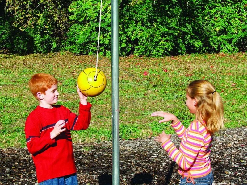 Tetherball court with pole at regulation height
