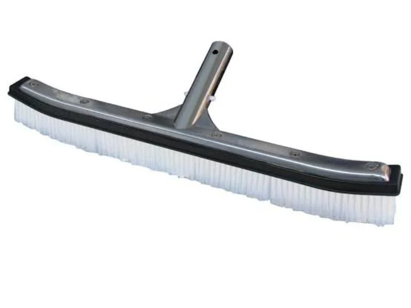 Liner-safe nylon pool brush with bumpered corners
