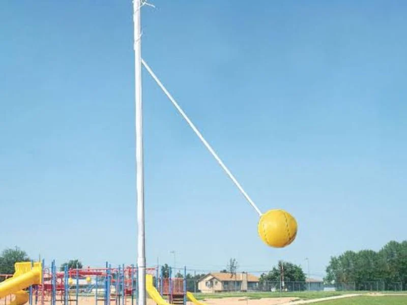 Tetherball poles installed on a school playground