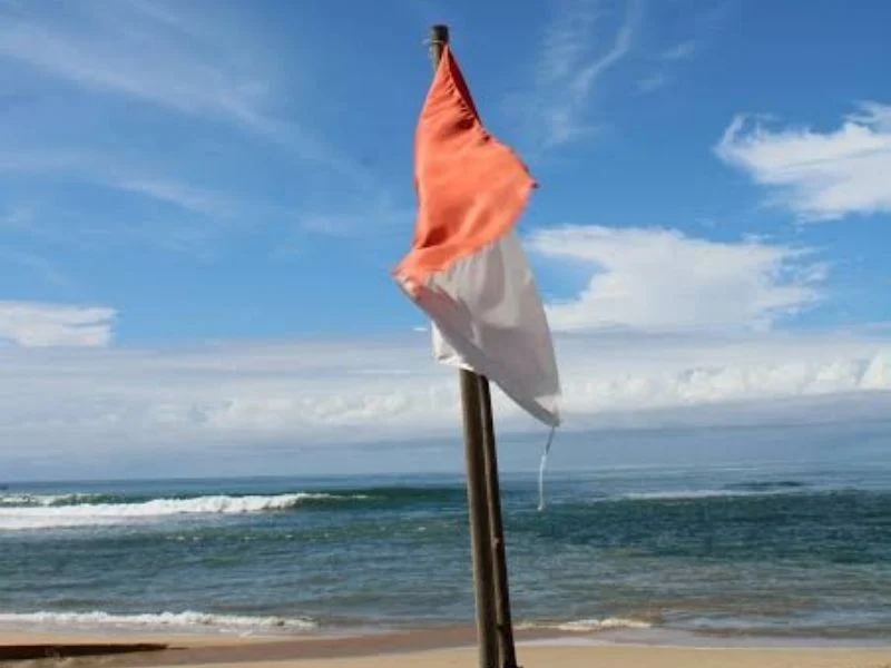 Telescoping beach flag pole collapsed and extended