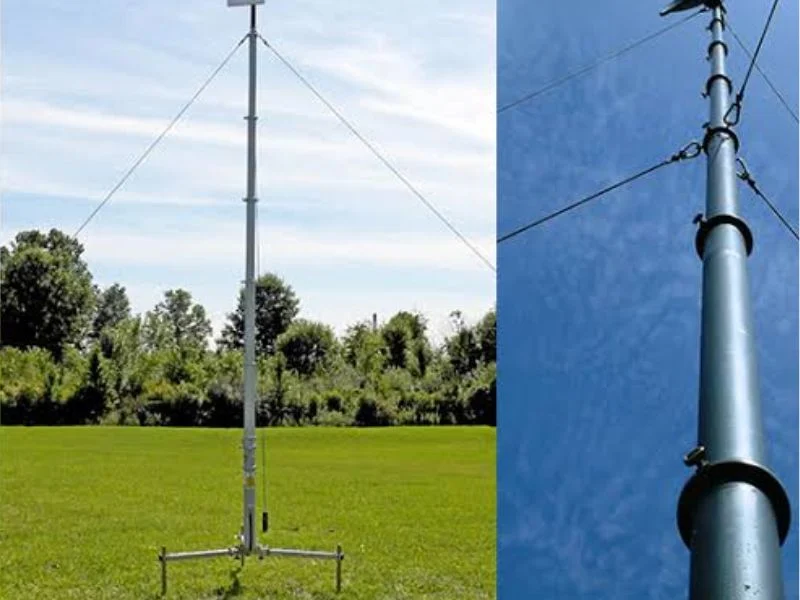Seções de mastro telescópicas em alumínio com interface de cabeça usinada