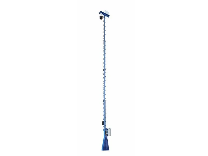 Five-section telescoping aluminum camera pole half extended with the section locks visible