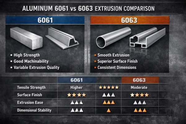 aluminum 6061 vs 6063 extrusion comparison