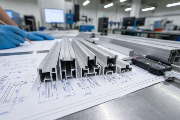 aluminum extrusion profile cross section measurement with caliper and engineering drawing
