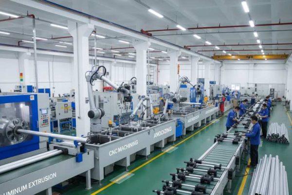 aluminum telescopic extension pole manufacturing process extrusion machining anodizing and assembly line