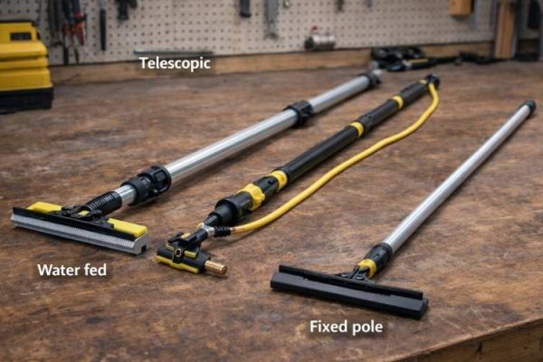 different types of window cleaning poles telescopic water fed and fixed pole